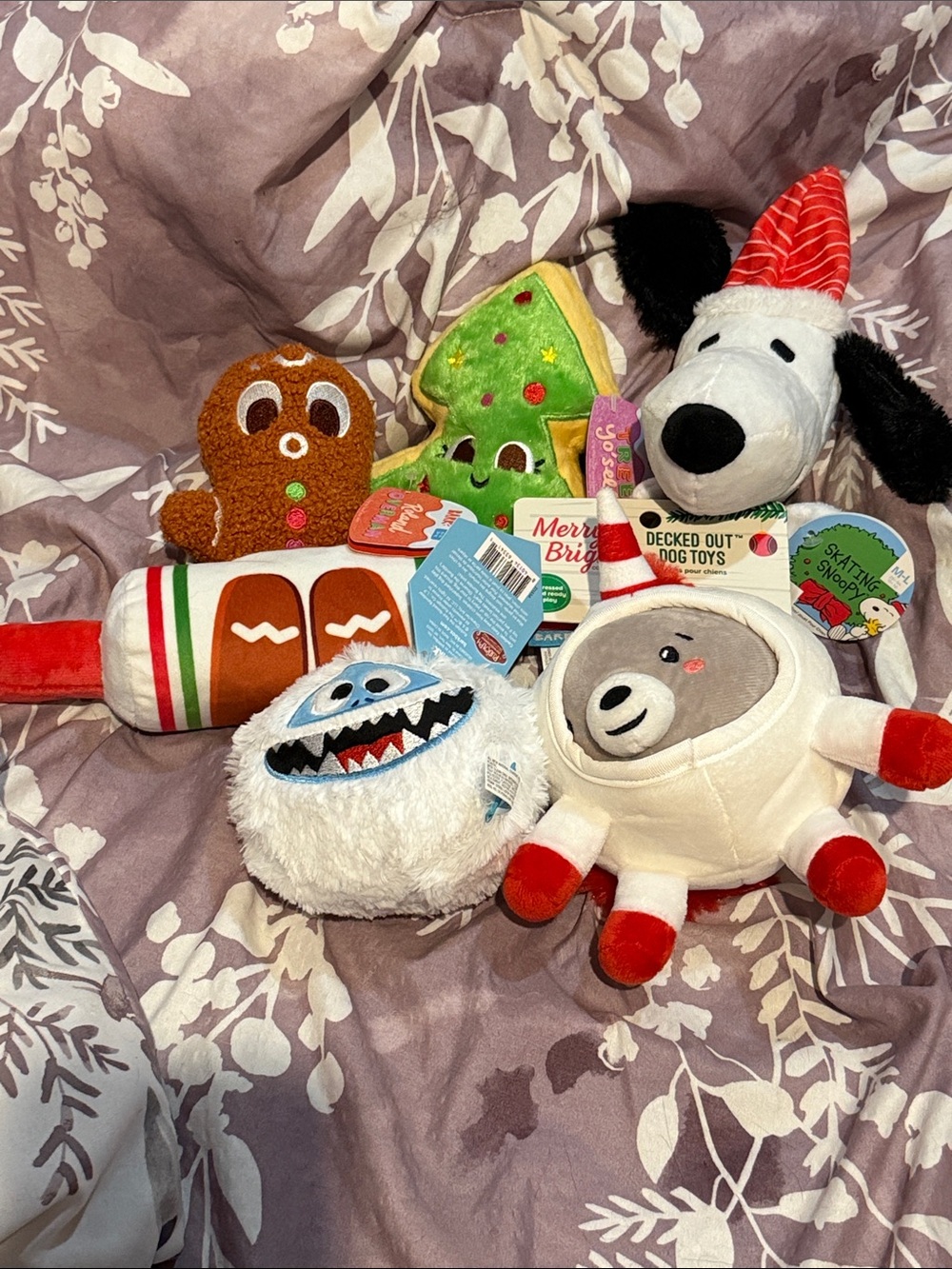 NWT Bundle of M-L Winter holiday themed bark box dog toys